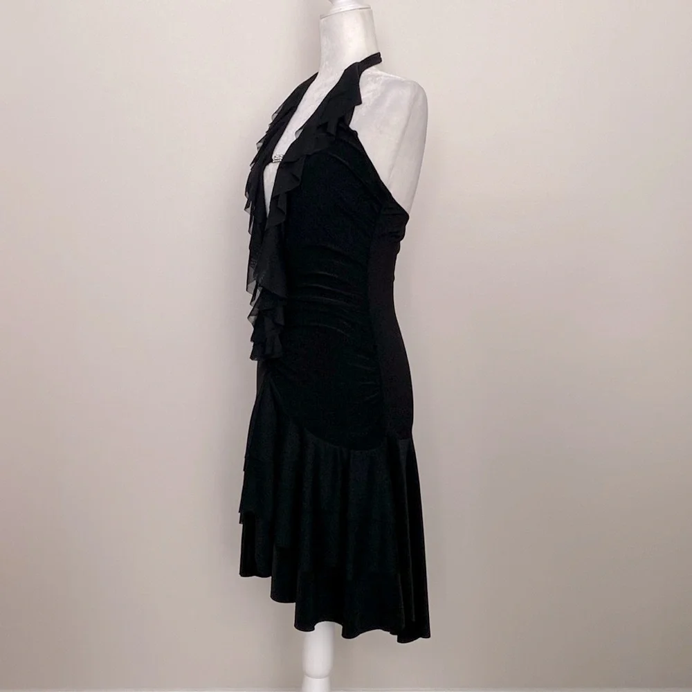 Vintage 90’s Venus black ruffle ruched bodycon mini dress - Picture 3 of 13